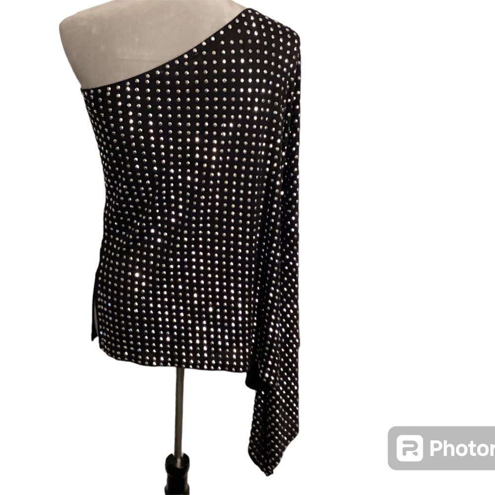MICHAEL Michael Kors Black and White One-Shoulder Tunic - Picture 3 of 9